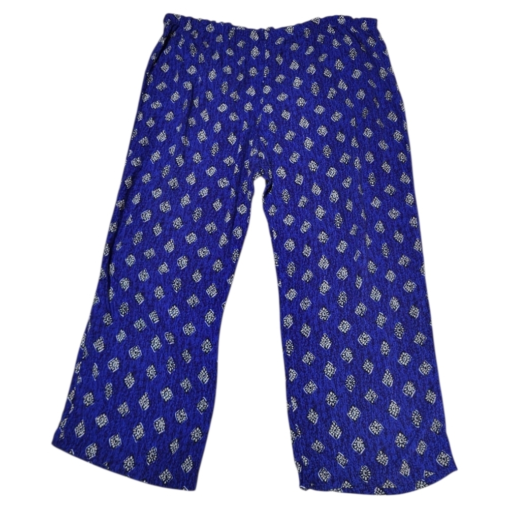 Blue and White Geometric Print Pajama / Lounging Pants - Size XL
